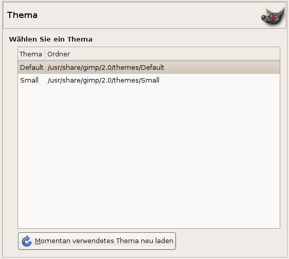 Einstellen des GIMP-Themas